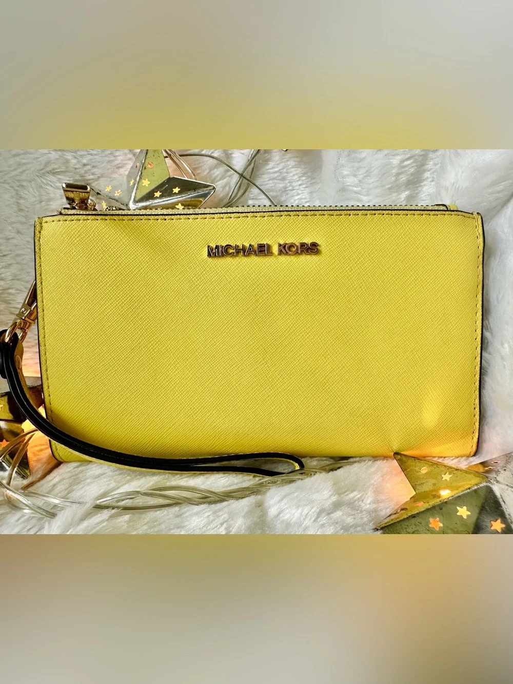 Michael Kors Lg. Jet Set Double Zip Saffiano Leather Wristlet/Clutch